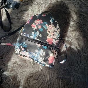 Black Floral Mini Backpack